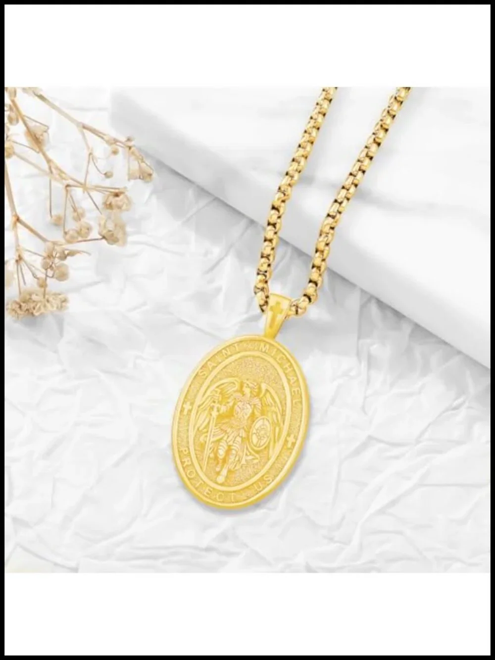 925 Sterling Silver St Michael Archangel Pendant Necklace Religious Amulet